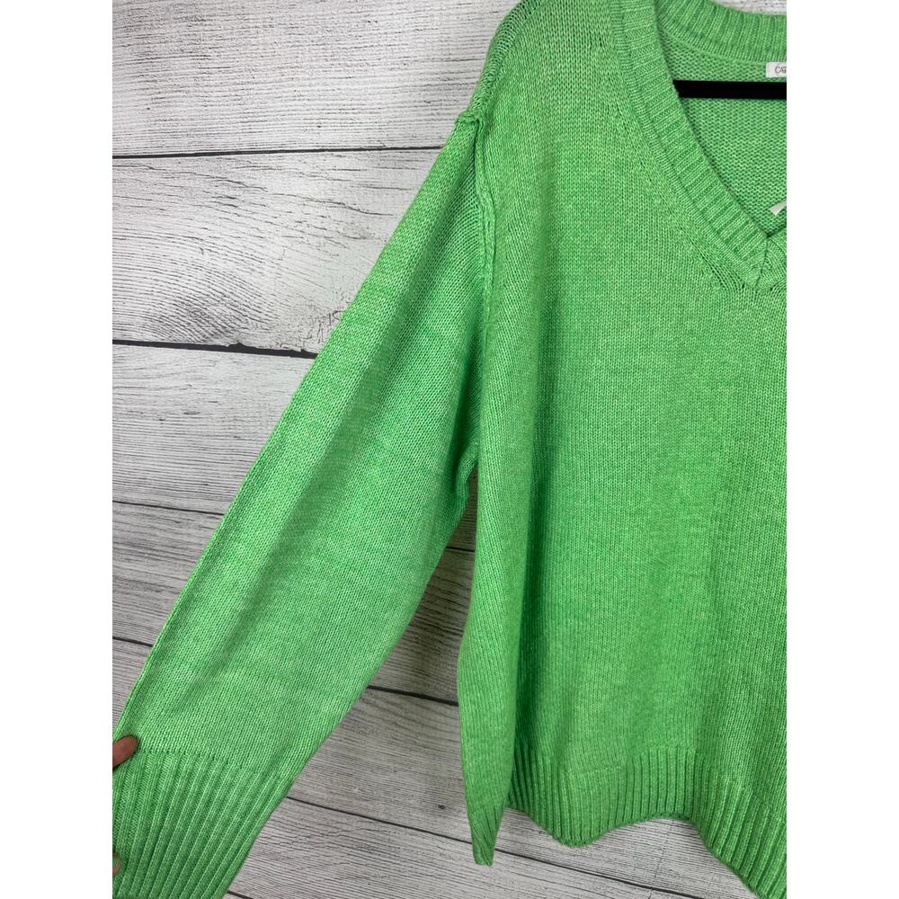 Cato Plus Size Green Knit V-Neck Sweater Size 26/28W - Picture 2 of 7